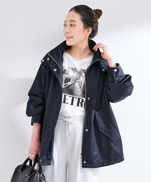 自由区　ウエストシェイプ ショートブルゾン　44 大きいサイズ　定価33000円 手洗い可 / 撥水 / テントショートブルゾン（ブルゾン）｜B.C STOCK