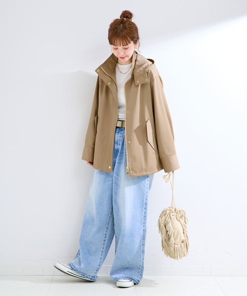 B.C STOCK(ベーセーストック)の「手洗い可 / 撥水 / テントショートブルゾン(ブルゾン・レディース・ネイビー/ベージュ・FREE)」の11枚目の写真