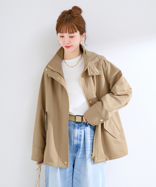 B.C STOCK(ベーセーストック)の「手洗い可 / 撥水 / テントショートブルゾン(ブルゾン・レディース・ネイビー/ベージュ・FREE)」の14枚目の写真