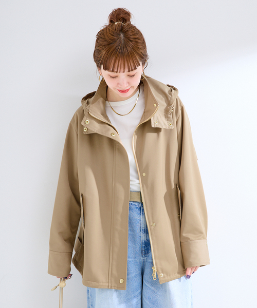 B.C STOCK(ベーセーストック)の「手洗い可 / 撥水 / テントショートブルゾン(ブルゾン・レディース・ネイビー/ベージュ・FREE)」の15枚目の写真
