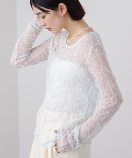 Bou Jeloud(ブージュルード)の「【WEB限定】ストレッチレースプルオーバー(Tシャツ/カットソー・レディース・ブラック/ライトブルー/アイボリー・38)」の18枚目の写真
