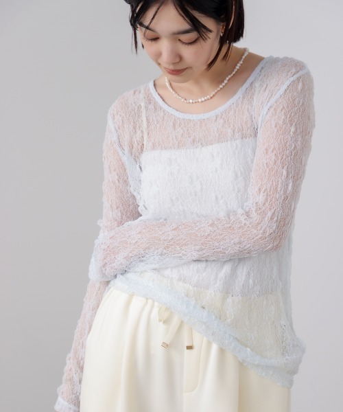 Bou Jeloud(ブージュルード)の「【WEB限定】ストレッチレースプルオーバー(Tシャツ/カットソー・レディース・ブラック/ライトブルー/アイボリー・38)」の19枚目の写真