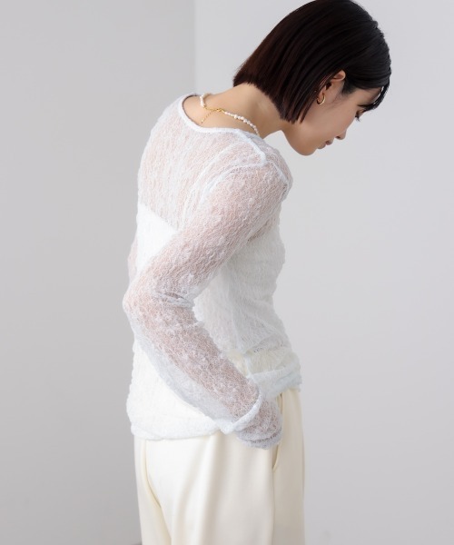 Bou Jeloud(ブージュルード)の「【WEB限定】ストレッチレースプルオーバー(Tシャツ/カットソー・レディース・ブラック/ライトブルー/アイボリー・38)」の20枚目の写真