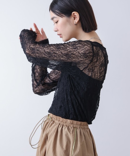 Bou Jeloud(ブージュルード)の「【WEB限定】ストレッチレースプルオーバー(Tシャツ/カットソー・レディース・ブラック/ライトブルー/アイボリー・38)」の6枚目の写真