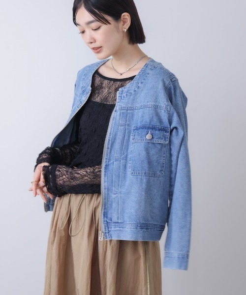 Bou Jeloud(ブージュルード)の「【WEB限定】ストレッチレースプルオーバー(Tシャツ/カットソー・レディース・ブラック/ライトブルー/アイボリー・38)」の9枚目の写真