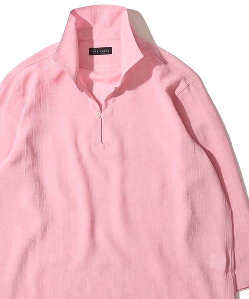 TETE HOMME(テットオム)の「展開店舗限定 トリアセテート スキッパーシャツ / リラックスシルエット カプリシャツ(シャツ/ブラウス・メンズ・ピンク/グリーン/ベージュ/エメラルド/ホワイト/ネイビー・LARGE/MEDIUM/X-LARGE)」の6枚目の写真