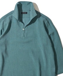 展開店舗限定 リネンライク ウォッシャブル スキッパーシャツ / リラックスシルエット カプリシャツ