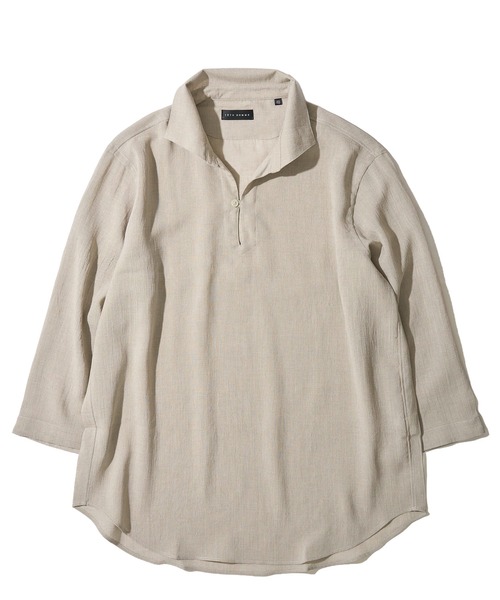 TETE HOMME(テットオム)の「展開店舗限定 リネンライク ウォッシャブル スキッパーシャツ / リラックスシルエット カプリシャツ(シャツ/ブラウス・メンズ・ピンク/グリーン/ベージュ/エメラルド/ホワイト/ネイビー・LARGE/MEDIUM/X-LARGE)」の10枚目の写真