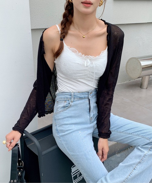 yuue' ( wear )(ユーイ)の「カップ付き総レースリボンキャミソール(キャミソール・レディース・ホワイト/アイボリー/ブラック・FREE)」の16枚目の写真