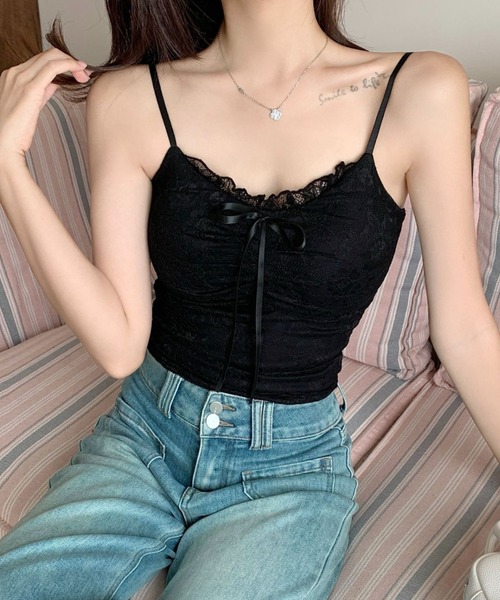 yuue' ( wear )(ユーイ)の「カップ付き総レースリボンキャミソール(キャミソール・レディース・ホワイト/アイボリー/ブラック・FREE)」の17枚目の写真