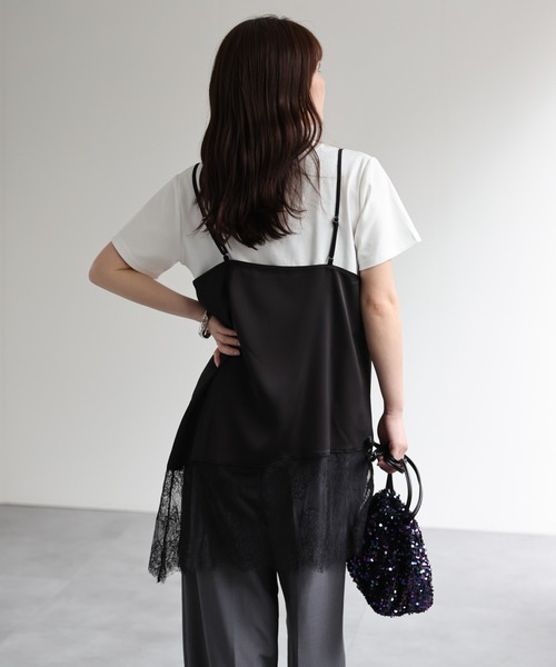 model：156cm 着用サイズ：FREE
※裾がアシンメトリーデザインです。