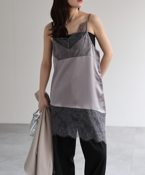 model：156cm 着用サイズ：FREE
※裾がアシンメトリーデザインです。