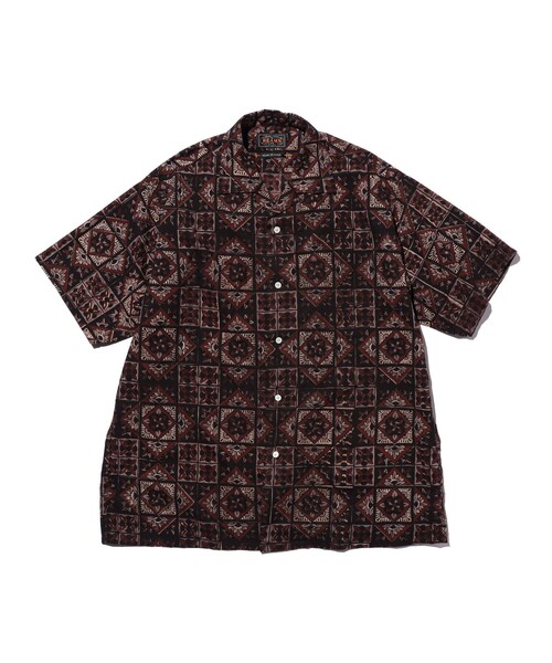 BEAMS PLUS(ビームスプラス)の「Open Collar Block Print ④(シャツ/ブラウス・メンズ・ブラウン/パープル・LARGE/X-LARGE/SMALL/MEDIUM)」の14枚目の写真