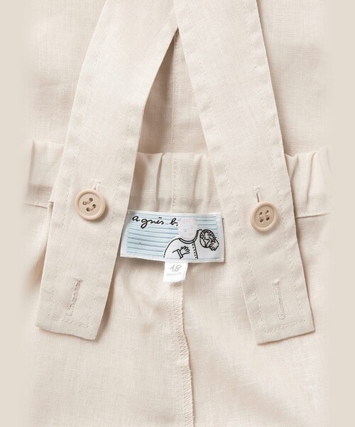 agnes b.(アニエスベー)の「ベビー コットンリネン ノースリーブ サロペット(その他パンツ・キッズ・ベージュ系その他・70/85/80)」の6枚目の写真
