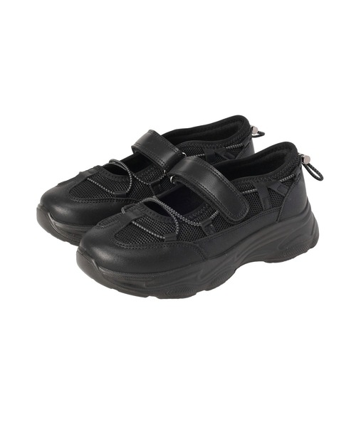 Green　Parks（グリーンパークス）の「ドロストコードメッシュスニーカー（スニーカー・レディース・シルバー/オフホワイト/ブラック・S/L/M）」の2枚目の写真