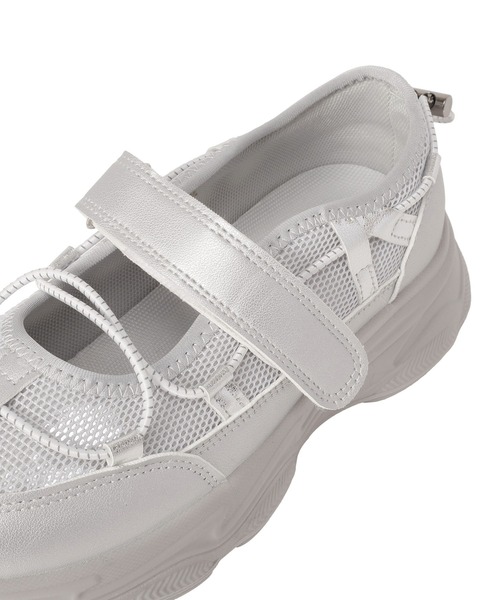 Green　Parks（グリーンパークス）の「ドロストコードメッシュスニーカー（スニーカー・レディース・シルバー/オフホワイト/ブラック・S/L/M）」の12枚目の写真