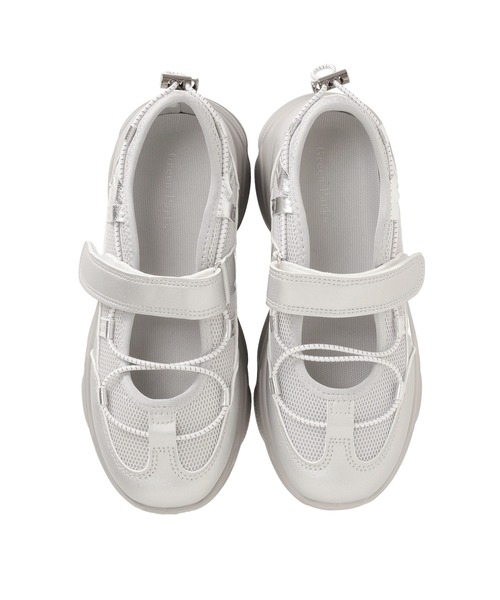 Green　Parks（グリーンパークス）の「ドロストコードメッシュスニーカー（スニーカー・レディース・シルバー/オフホワイト/ブラック・S/L/M）」の17枚目の写真