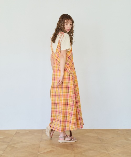 BAYFLOW（ベイフロー）の「[清涼感＆軽やか]マドラスチェックワンピース（ワンピース・レディース・ネイビー/オレンジ系・FREE）」の10枚目の写真