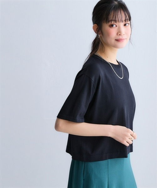 nissen(ニッセン)の「【アイスクリーンプレミアム】クロップド丈5分袖ニット(持続冷感・接触冷感・毛玉になりにくい・UVカット・洗濯機で洗える・遮熱)(ニット/セーター・レディース・イエロー/ブラック/杢グレー/ブルー・S/M/L/LL/3L)」の5枚目の写真