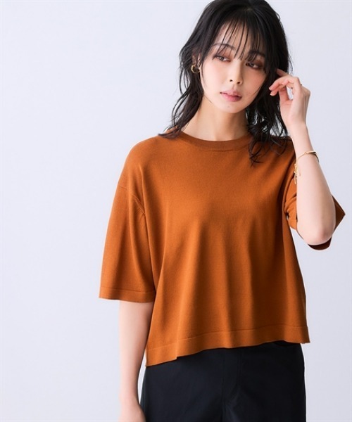 nissen(ニッセン)の「【アイスクリーンプレミアム】クロップド丈5分袖ニット(持続冷感・接触冷感・毛玉になりにくい・UVカット・洗濯機で洗える・遮熱)(ニット/セーター・レディース・イエロー/ブラック/杢グレー/ブルー・S/M/L/LL/3L)」の17枚目の写真