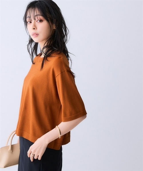 nissen(ニッセン)の「【アイスクリーンプレミアム】クロップド丈5分袖ニット(持続冷感・接触冷感・毛玉になりにくい・UVカット・洗濯機で洗える・遮熱)(ニット/セーター・レディース・イエロー/ブラック/杢グレー/ブルー・S/M/L/LL/3L)」の19枚目の写真