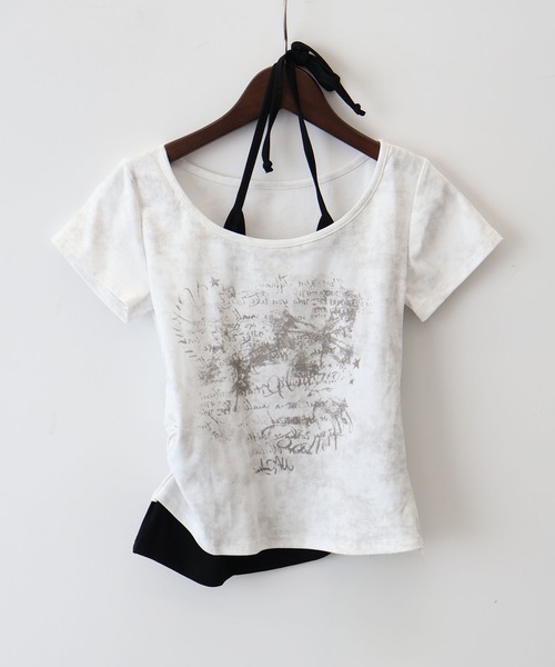 SpRay(スプレイ)の「かすれロゴレイヤードTシャツ(Tシャツ/カットソー・レディース・アイボリー/ホワイト/チャコールグレー/ブラック・FREE)」の8枚目の写真