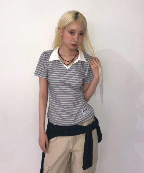 SEW-B（ソービー）の「ソフトセミクロップカラーTシャツ [ソルトグレー]（Tシャツ/カットソー・レディース・その他・FREE）」の2枚目の写真