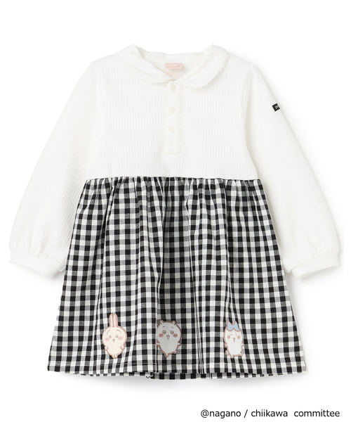 petit main(プティマイン)の「【アニメちいかわ】ドッキングワンピース(ワンピース・キッズ・アイボリー/ネイビー・110cm/90cm/120cm/130cm/80cm/100cm)」の1枚目の写真