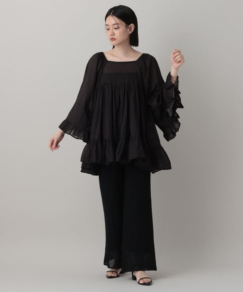 A part by（アパートバイ）の「ギャザーフレアチュニックワンピース（チュニック・レディース・レッド/オフホワイト/ブラック・FREE）」の6枚目の写真