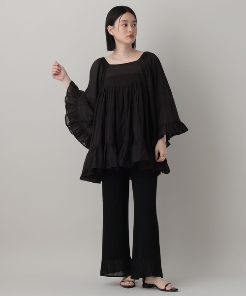 A part by（アパートバイ）の「ギャザーフレアチュニックワンピース（チュニック・レディース・レッド/オフホワイト/ブラック・FREE）」の7枚目の写真