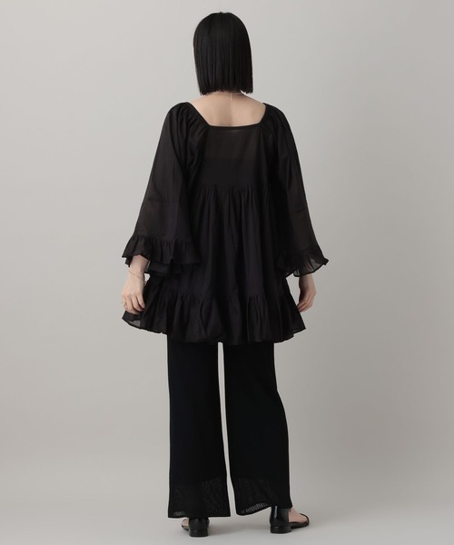 A part by（アパートバイ）の「ギャザーフレアチュニックワンピース（チュニック・レディース・レッド/オフホワイト/ブラック・FREE）」の10枚目の写真