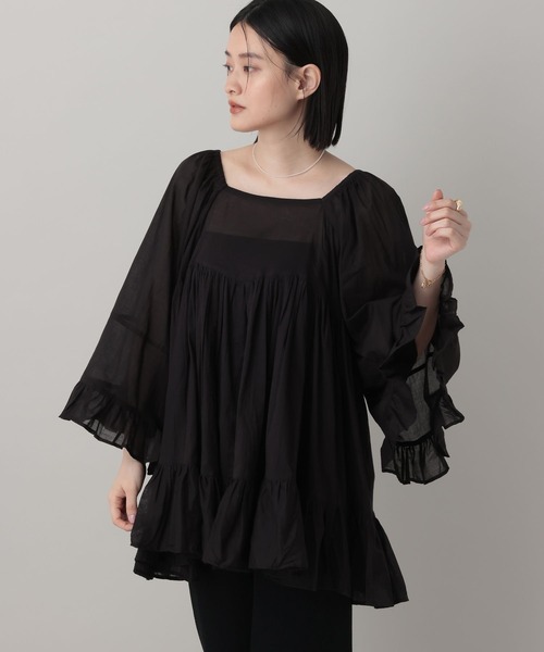 A part by（アパートバイ）の「ギャザーフレアチュニックワンピース（チュニック・レディース・レッド/オフホワイト/ブラック・FREE）」の11枚目の写真