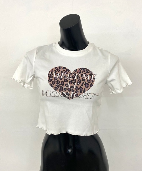 non-hedge(ノンヘッジ)の「ハートプリントメローチビTシャツ(Tシャツ/カットソー・レディース・ブラック/ブラウン/オフホワイト・FREE)」の7枚目の写真