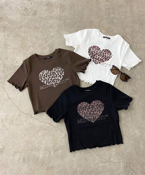 non-hedge(ノンヘッジ)の「ハートプリントメローチビTシャツ(Tシャツ/カットソー・レディース・ブラック/ブラウン/オフホワイト・FREE)」の16枚目の写真