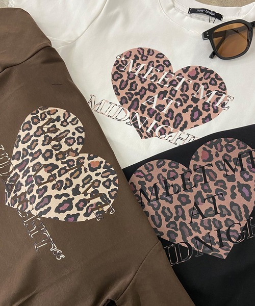 non-hedge(ノンヘッジ)の「ハートプリントメローチビTシャツ(Tシャツ/カットソー・レディース・ブラック/ブラウン/オフホワイト・FREE)」の17枚目の写真