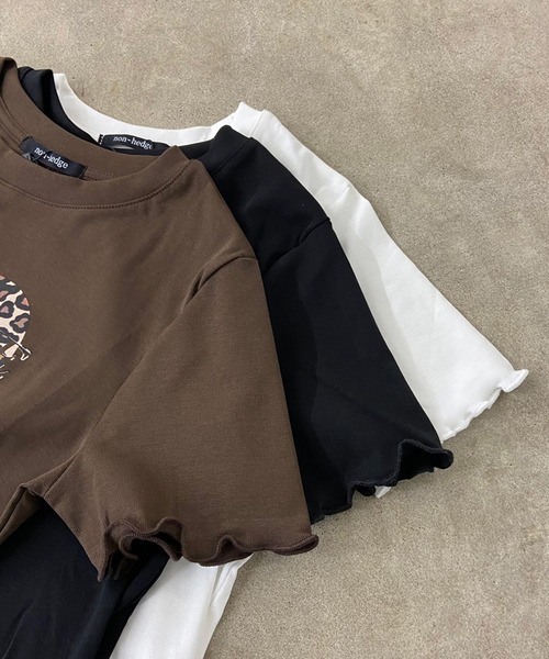 non-hedge(ノンヘッジ)の「ハートプリントメローチビTシャツ(Tシャツ/カットソー・レディース・ブラック/ブラウン/オフホワイト・FREE)」の18枚目の写真