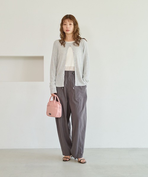 BAYFLOW（ベイフロー）の「[春夏の羽織りに]シアーリブニットクルーカーディガン（カーディガン/ボレロ・レディース・グレー/ブラック/ライトグリーン/オレンジ・FREE）」の5枚目の写真