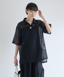 ROSIEE ニュアンス釦メッシュシャツ