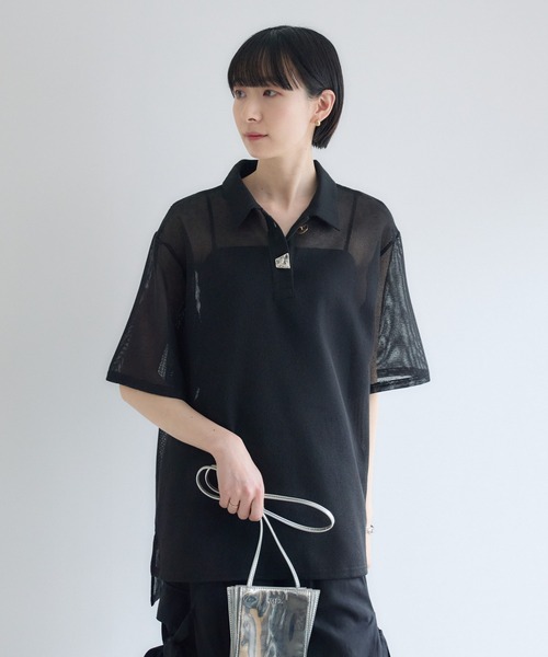 Paradise Picnic（パラダイスピクニック）の「ROSIEE ニュアンス釦メッシュシャツ（シャツ/ブラウス・レディース・ブラック/ホワイト・FREE）」の10枚目の写真