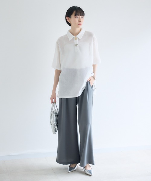 Paradise Picnic（パラダイスピクニック）の「ROSIEE ニュアンス釦メッシュシャツ（シャツ/ブラウス・レディース・ブラック/ホワイト・FREE）」の17枚目の写真