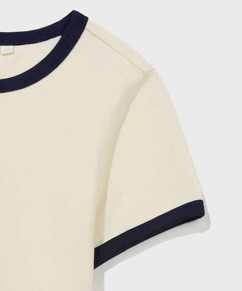 COVERNAT(カバーナット)の「WOMAN BABY FIT RINGER T-SHIRT(Tシャツ/カットソー・レディース・ブラウン/ダークブルー/アイボリー・MEDIUM/SMALL)」の12枚目の写真