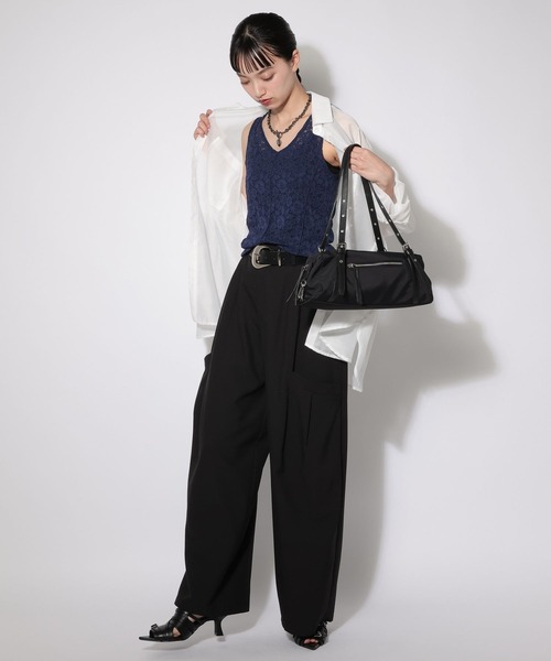 PAGEBOY(ページボーイ)の「カットレースタンク(タンクトップ・レディース・ネイビー/ブラック・FREE)」の4枚目の写真