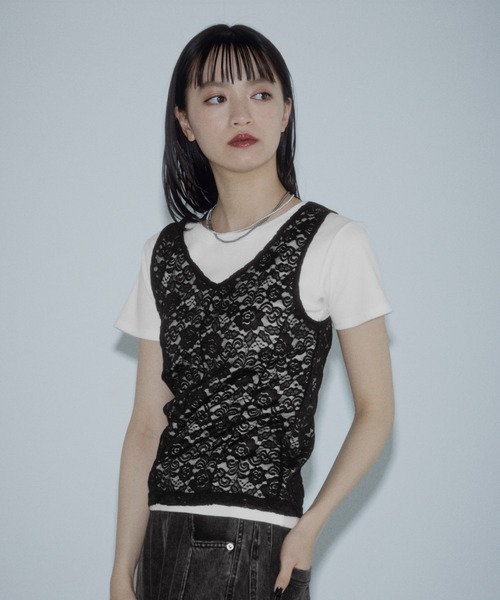 PAGEBOY(ページボーイ)の「カットレースタンク(タンクトップ・レディース・ネイビー/ブラック・FREE)」の18枚目の写真