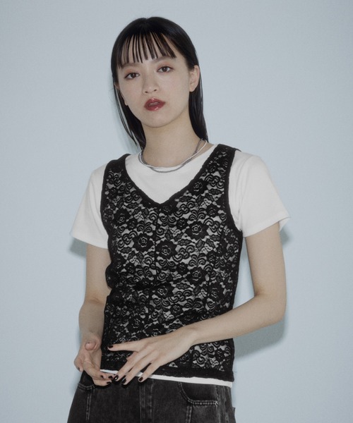 PAGEBOY(ページボーイ)の「カットレースタンク(タンクトップ・レディース・ネイビー/ブラック・FREE)」の17枚目の写真