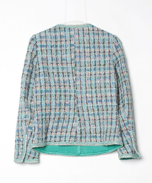 Lana821(ラナハニー)の「ビビッドトーン ツイードジャケット(ノーカラージャケット・レディース・マルチ・S/M/L)」の2枚目の写真