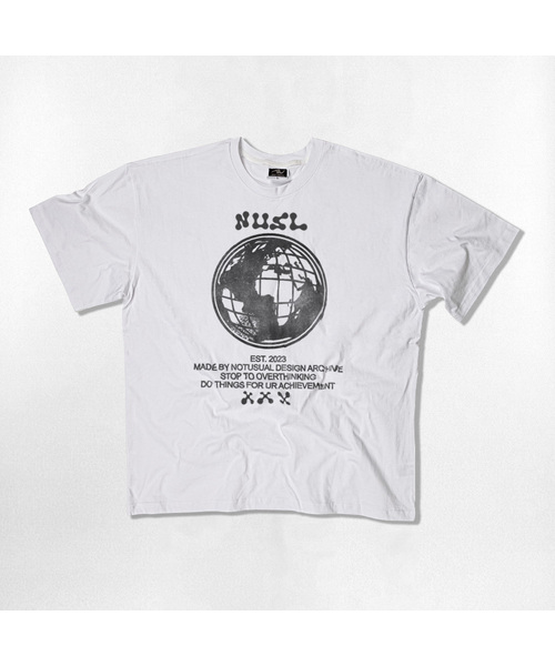 NOTUSUAL(ノットユージュアル)の「グレーアーズ オーバーサイズ 半袖Tシャツ 4カラー(Tシャツ/カットソー・レディース・ホワイト×グレー/ブラック/ネイビー/ホワイト・SMALL/MEDIUM/LARGE/X-LARGE)」の2枚目の写真