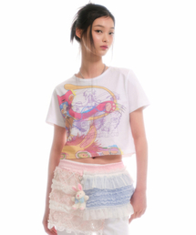 [ユースバス コラボ] ウィメンズ MY クロップリンガーTシャツ [ホワイト]