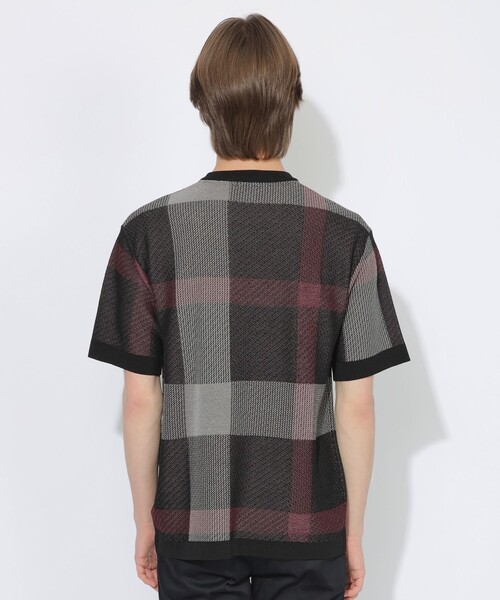 BLACK LABEL CRESTBRIDGE(ブラックレーベル・クレストブリッジ)の「【WEB限定】クレストブリッジチェックメッシュニットTシャツ(Tシャツ/カットソー・メンズ・ブラック・L/M/XL)」の5枚目の写真