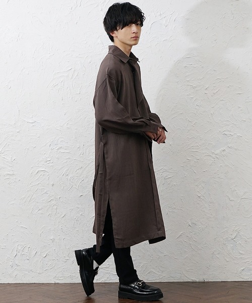 MinoriTY(マイノリティ)の「【MinoriTY】スーパーロングドレープシャツ メンズ 春服 夏服 家庭洗濯可能 ユニセックス(シャツ/ブラウス・メンズ・ブラウン/グレー・L/M)」の7枚目の写真