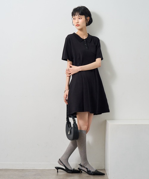 NOGLE(ノグル)の「【NOGLE/ノグル】半袖ポロニットミニワンピース(ワンピース・レディース・グレー/ブラック/ネイビー・FREE)」の15枚目の写真